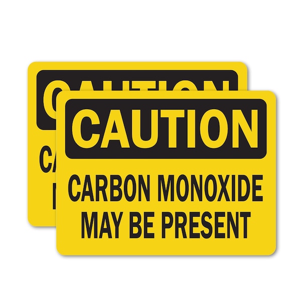 Signmission Carbon Monoxide May Be Present OSHA Caution Sign, Vinyl Decal, 10in W x 7in L, 2PK OS-2PACK-CS-D-710-L-19122 - main